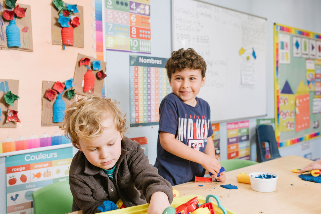 Children doing crafts in preschool.
