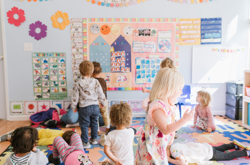 A classroom full of children playing