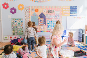 A classroom full of children playing