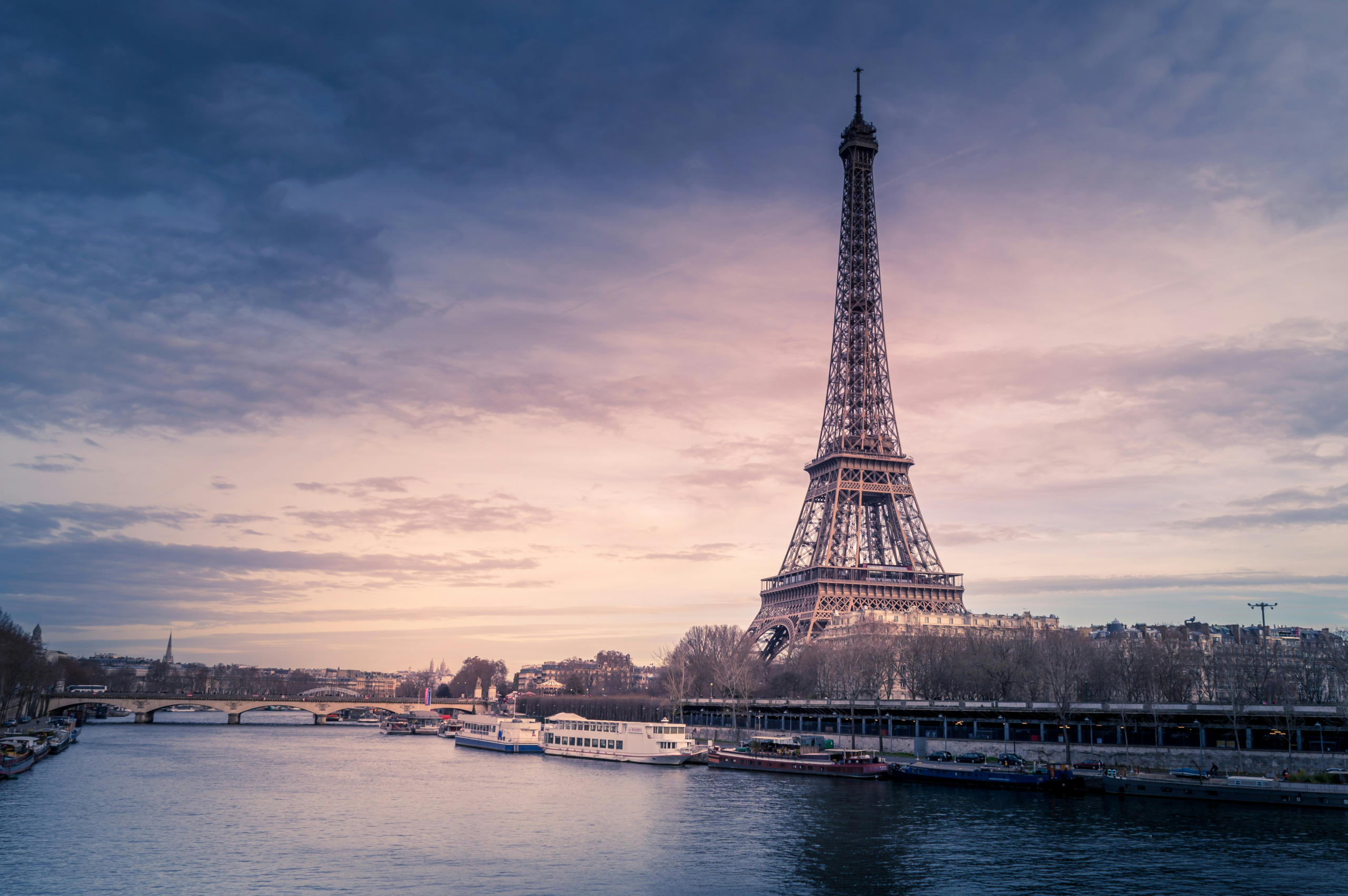 The Eiffel Tower as seen from across the River Seine