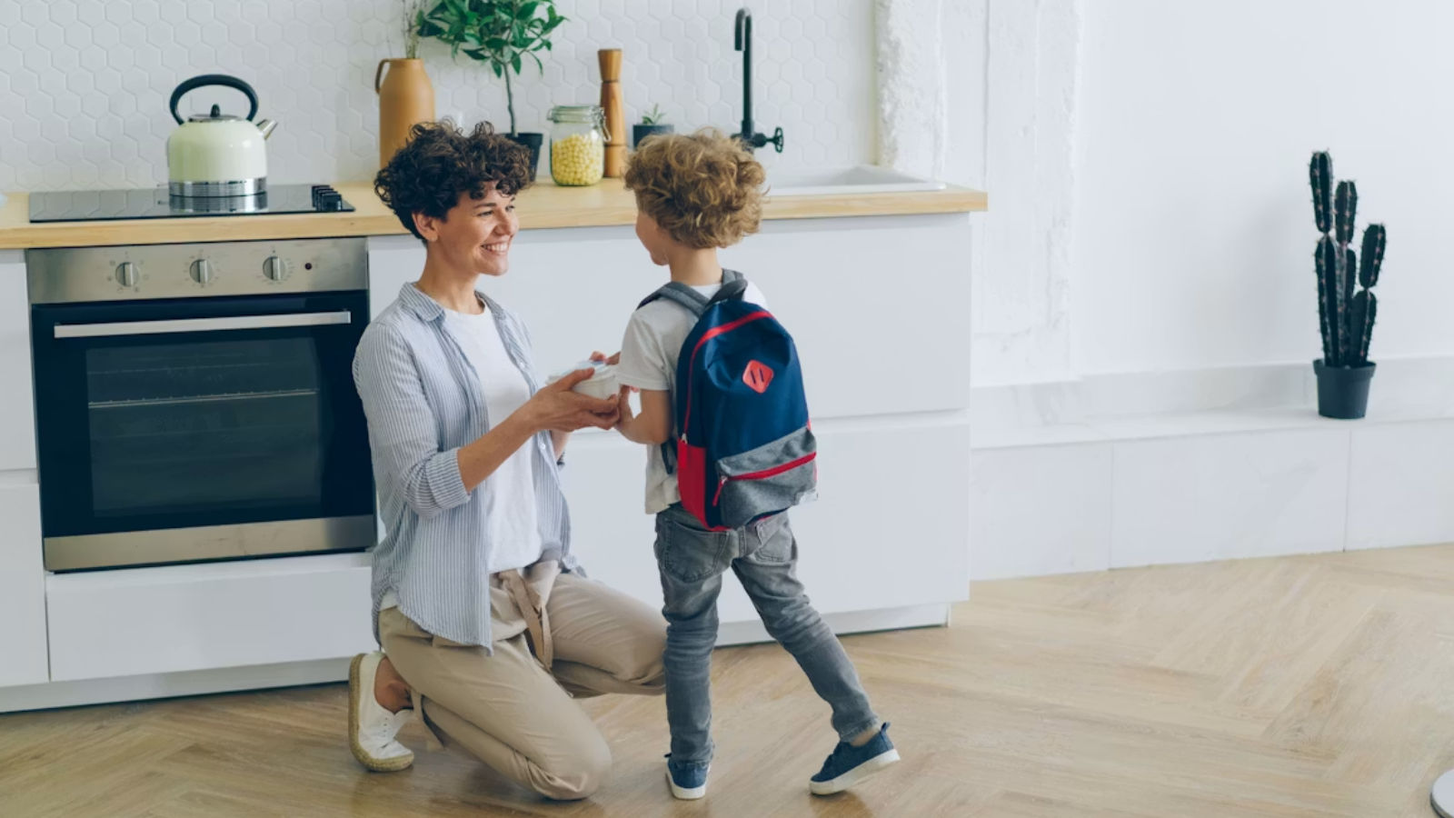 A parent talking to their preschooler